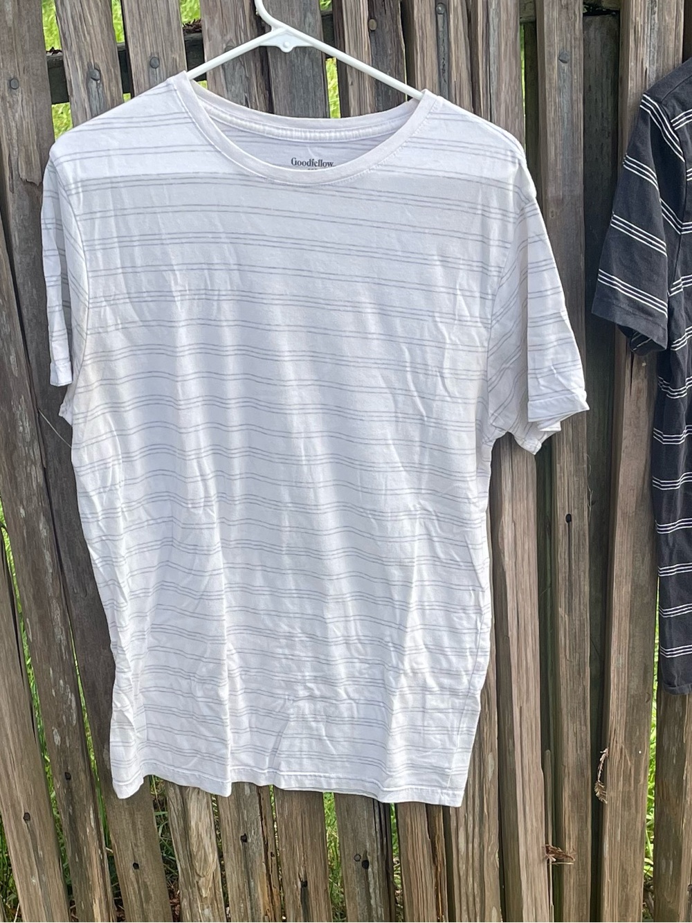 Goodfellow & Co White Subtle Striped Crew Tee